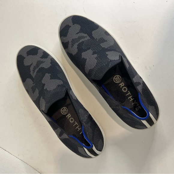 Rothys Original Slip On Sneaker in Grey Camouflage - Picture 2 of 11